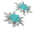 Sterling Silver And Turquoise Inlay Sun Post Earrings MX63379